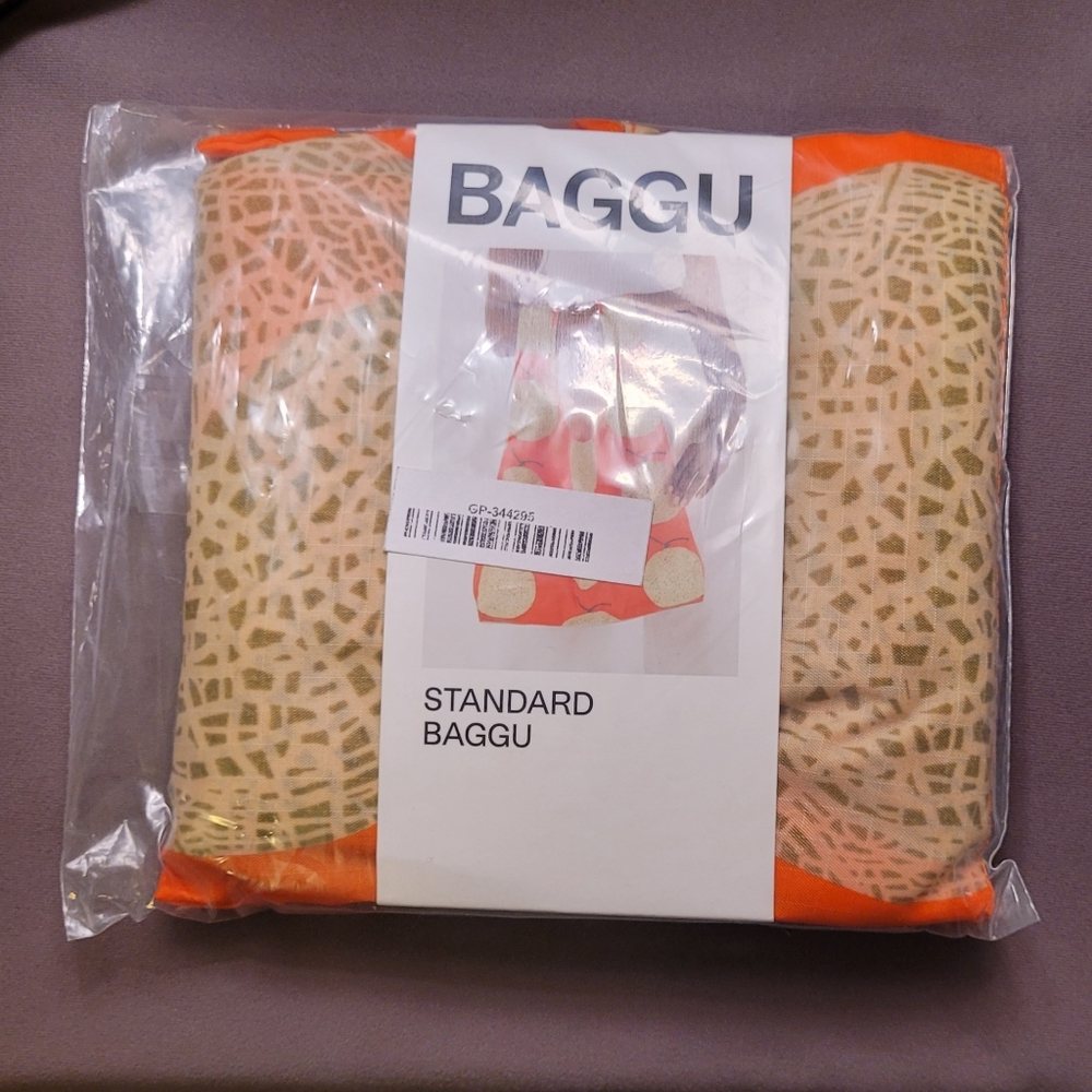 BAGGU Yubari Melon Orange Standard Size Reusable Bag - Picture 2 of 3